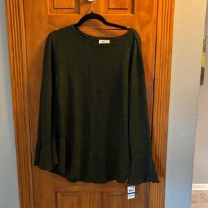 Alfani Olive Knit Sweater with Bell Sleeves